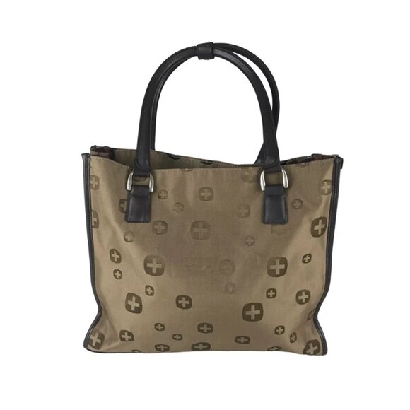 Swissgear Womens Brown/Beige Outer Zipper Pocket Double Handles Tote‎ Bag - Picture 3 of 9